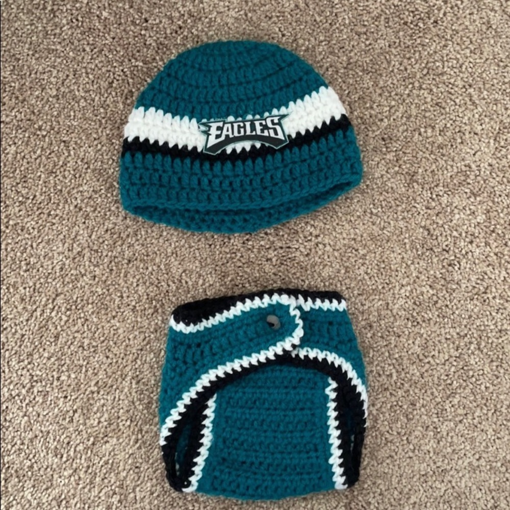 Philadelphia Eagles newborn handmade crochet set!!!